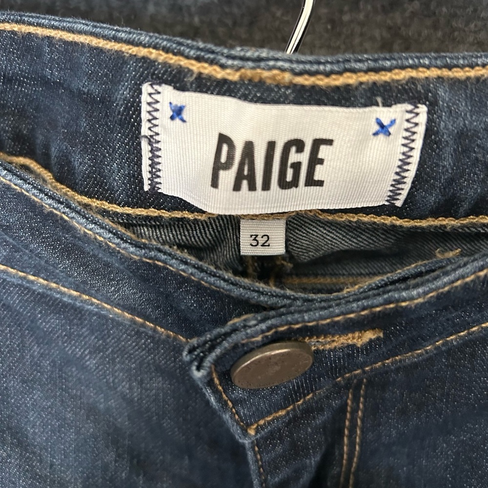 PAIGE Blue Denim Peg Straight Jeans Size 32 - Picture 2 of 7